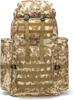 Military Tactical Backpack for Men, 100L Waterproof Camping Hiking Travel Hunting Daypack, Heavy Duty, Adjustable Straps (Camo-3)