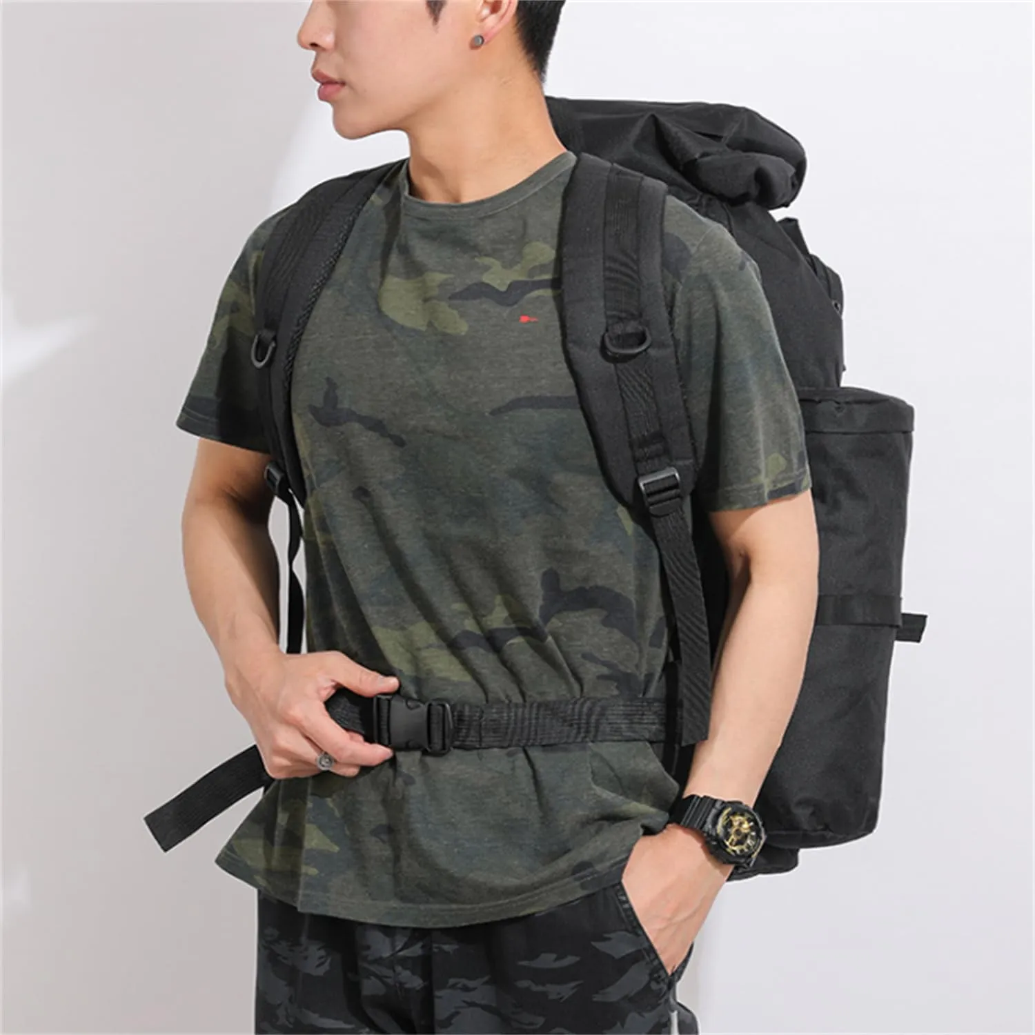 Military Tactical Backpack for Men, 100L Waterproof Camping Hiking Travel Hunting Daypack, Heavy Duty, Adjustable Straps (Camo-3)