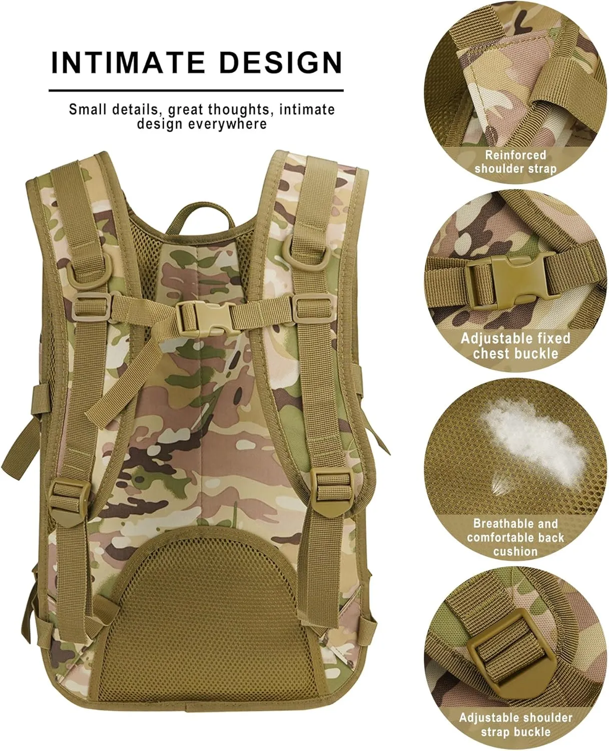 Military Tactical Backpack for Men 35L Army Assault Hiking Camping Backpacks with Molle System (CP Camouflage)