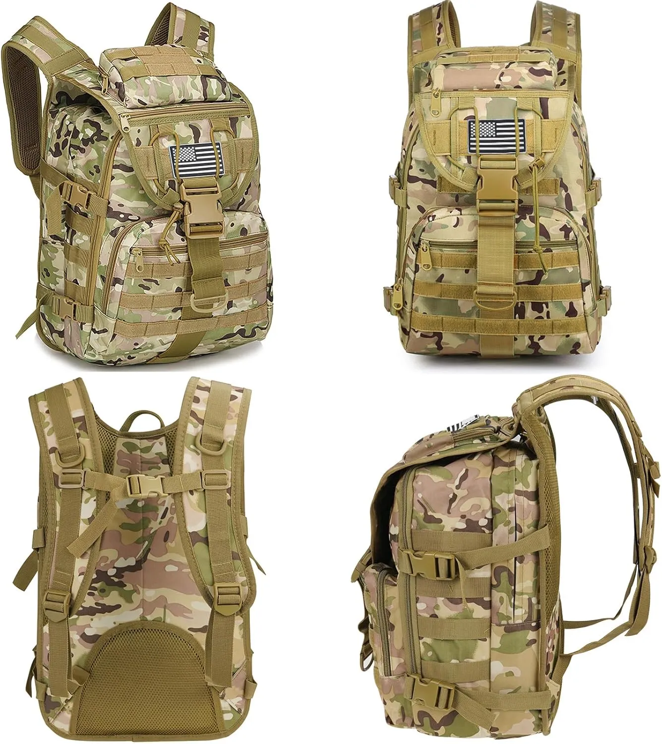 Military Tactical Backpack for Men 35L Army Assault Hiking Camping Backpacks with Molle System (CP Camouflage)