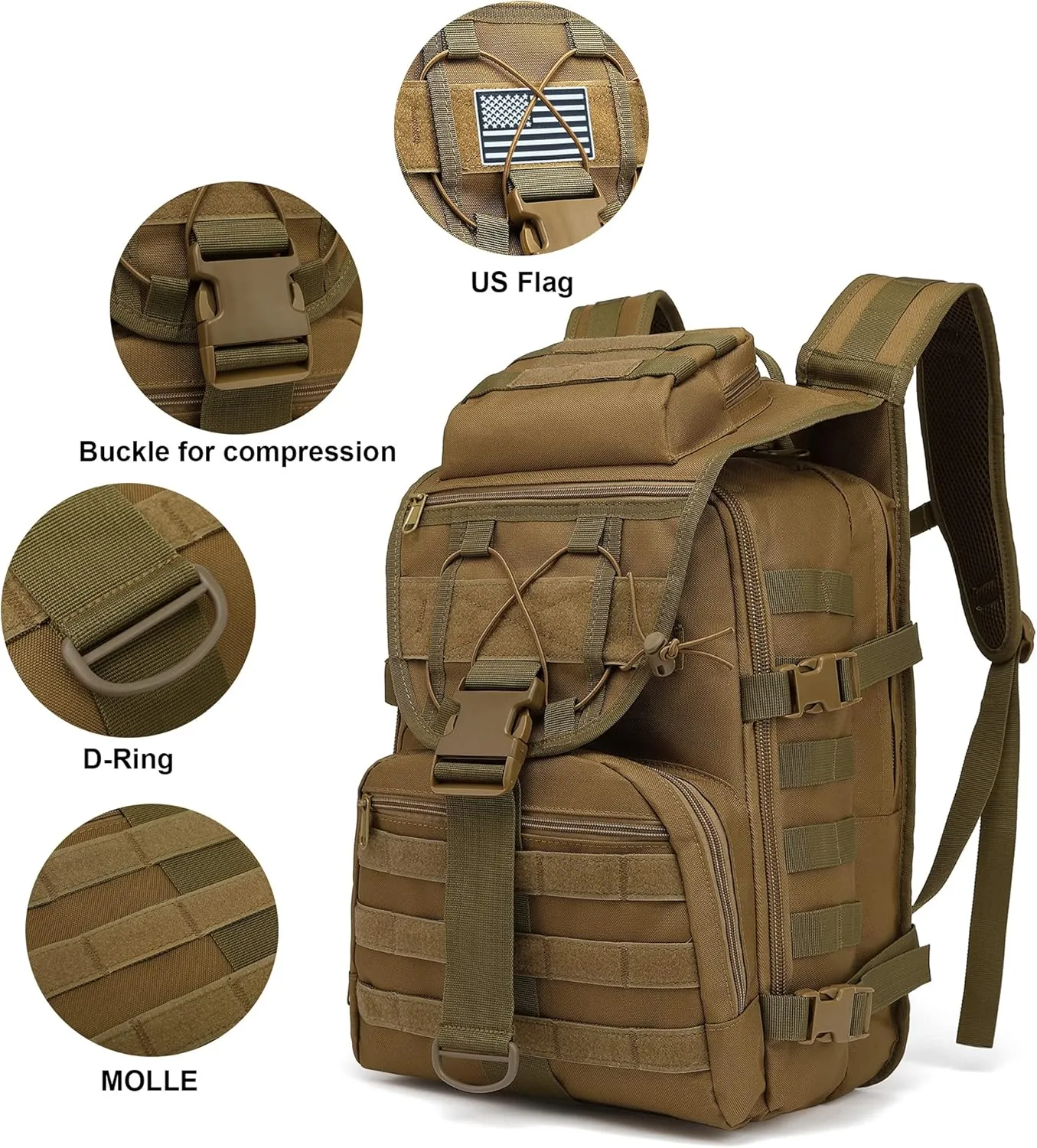 Military Tactical Backpack for Men, Survival Army Backpacks for Camping Hiking Trekking