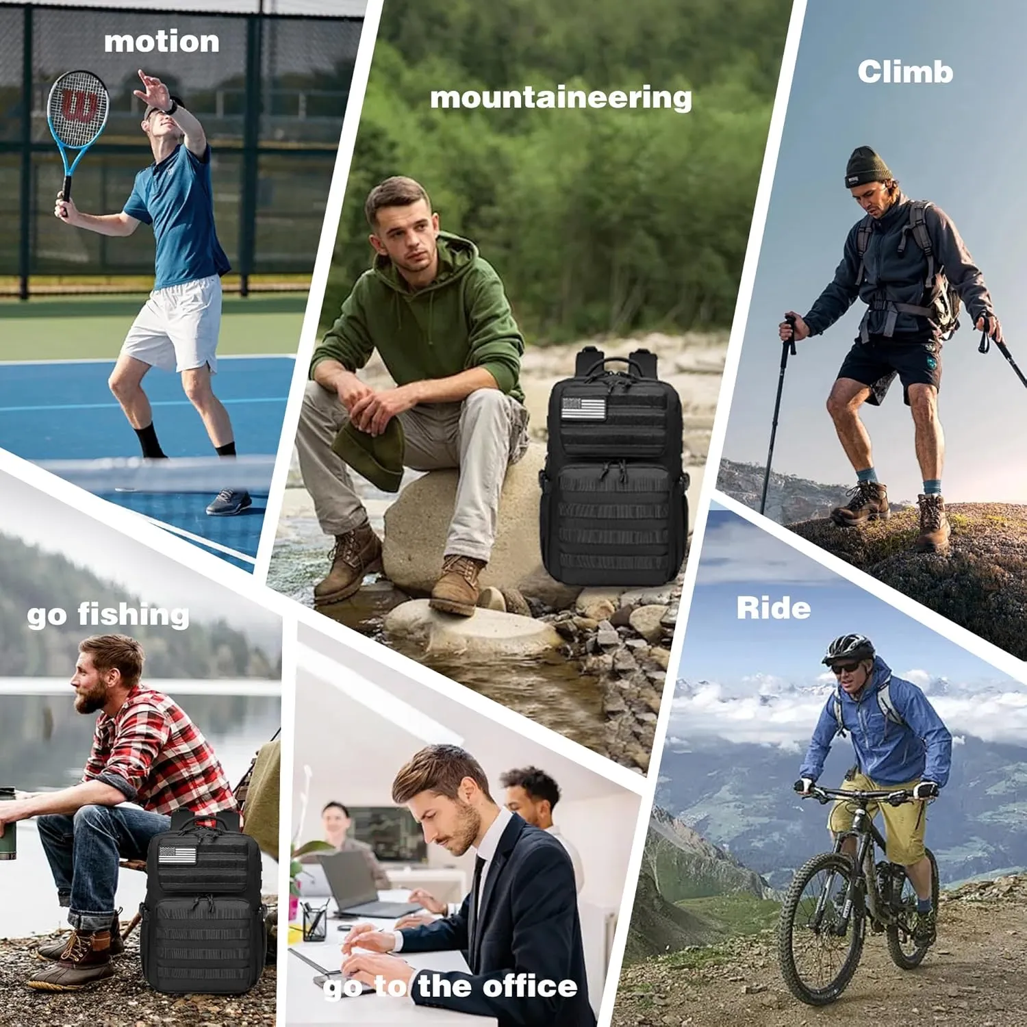 Military Tactical Backpack for Men Waterproof Daypack 3 Day Assault Pack Molle Bag with Water Bottle Holder