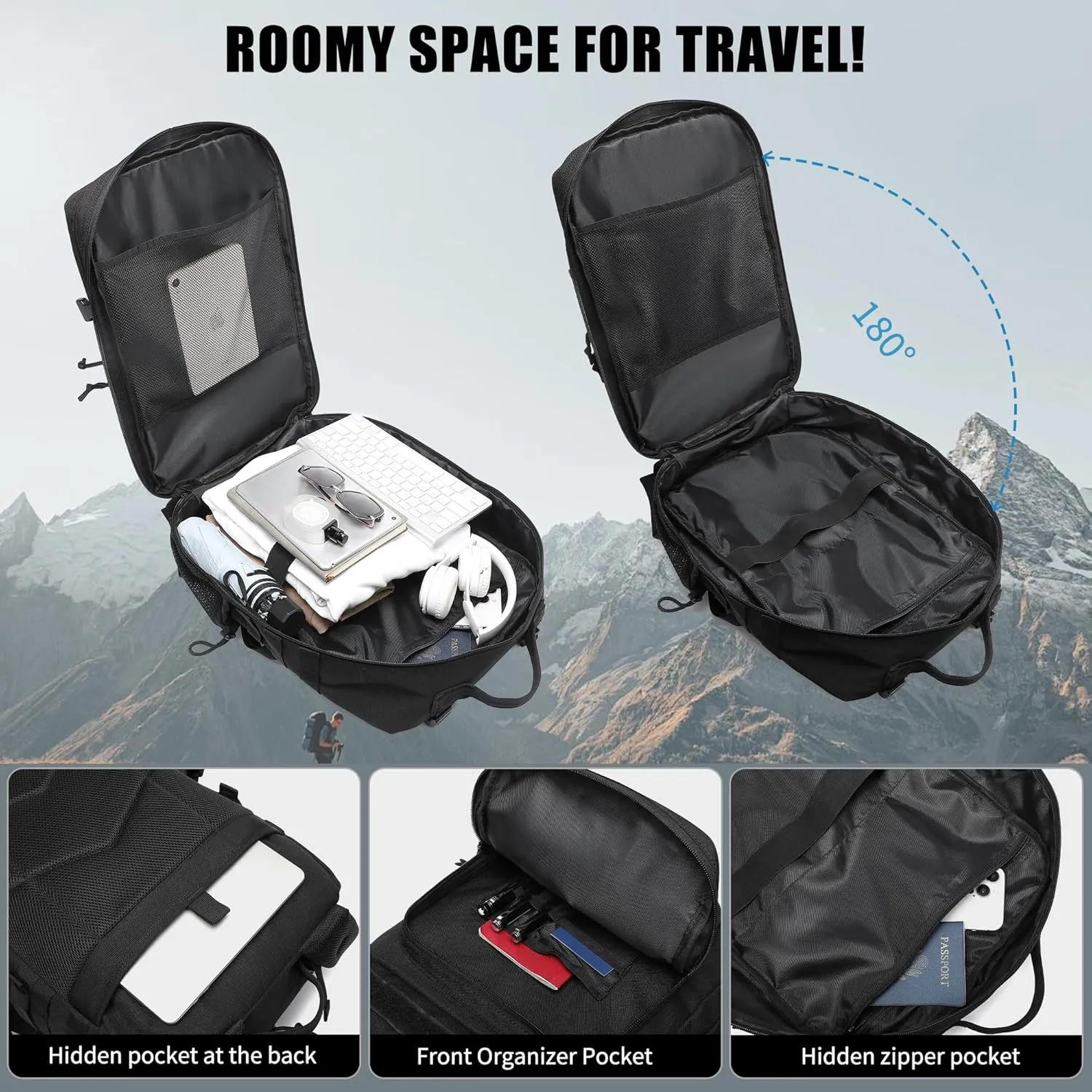 Military Tactical Backpack for Men Waterproof Daypack 3 Day Assault Pack Molle Bag with Water Bottle Holder