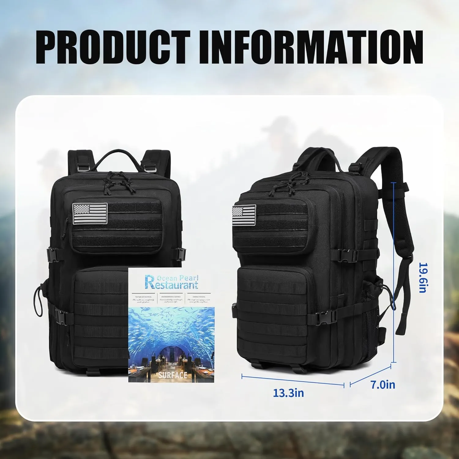 Military Tactical Backpack for Men Waterproof Daypack 3 Day Assault Pack Molle Bag with Water Bottle Holder