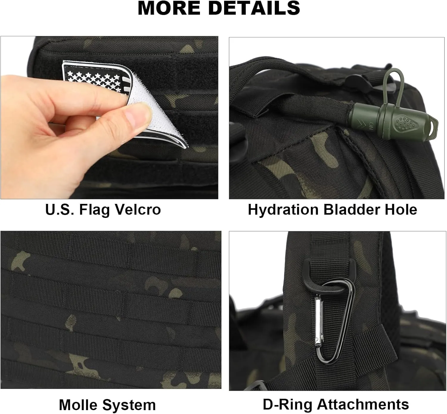 Military Tactical Backpack for Men Women, 3 Day Assault Pack Army Molle Bag Hiking Backpacks (CP Black)