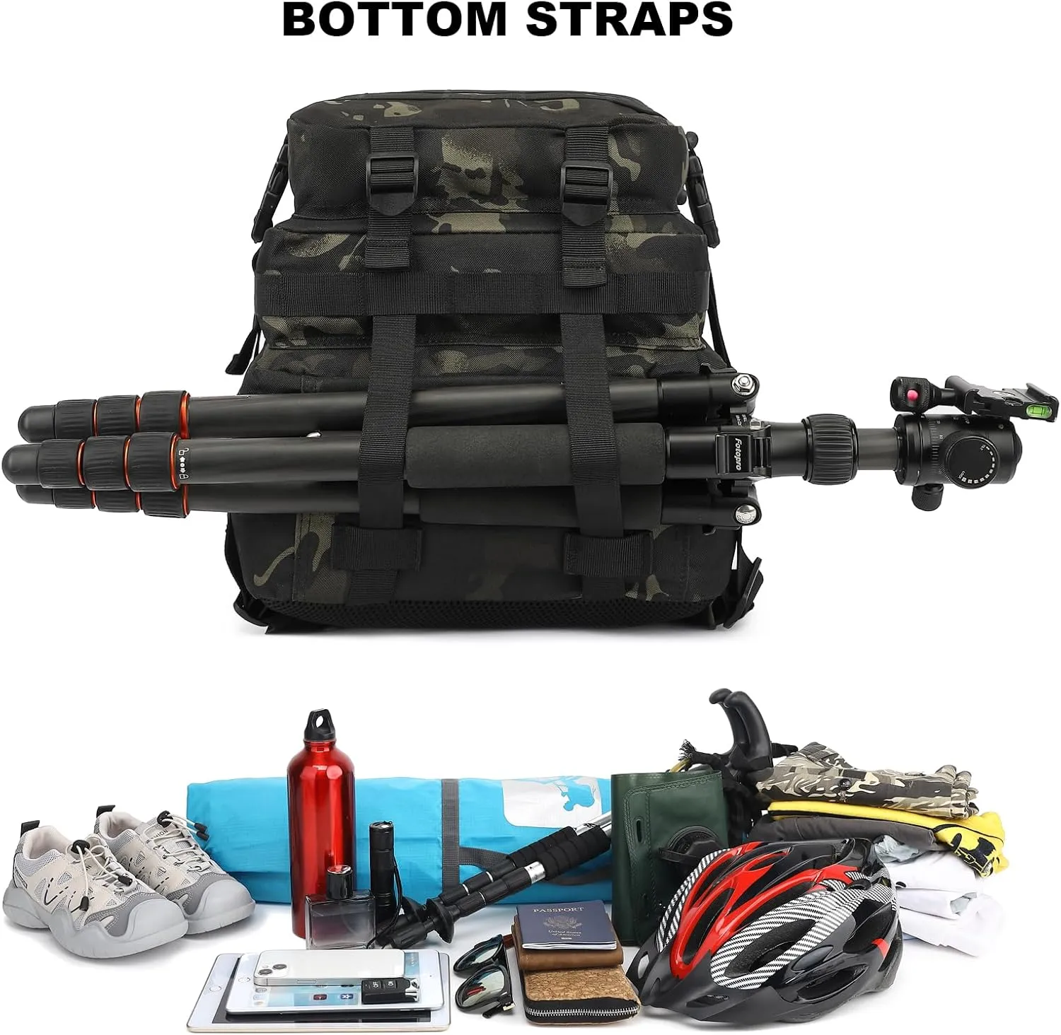 Military Tactical Backpack for Men Women, 3 Day Assault Pack Army Molle Bag Hiking Backpacks (CP Black)