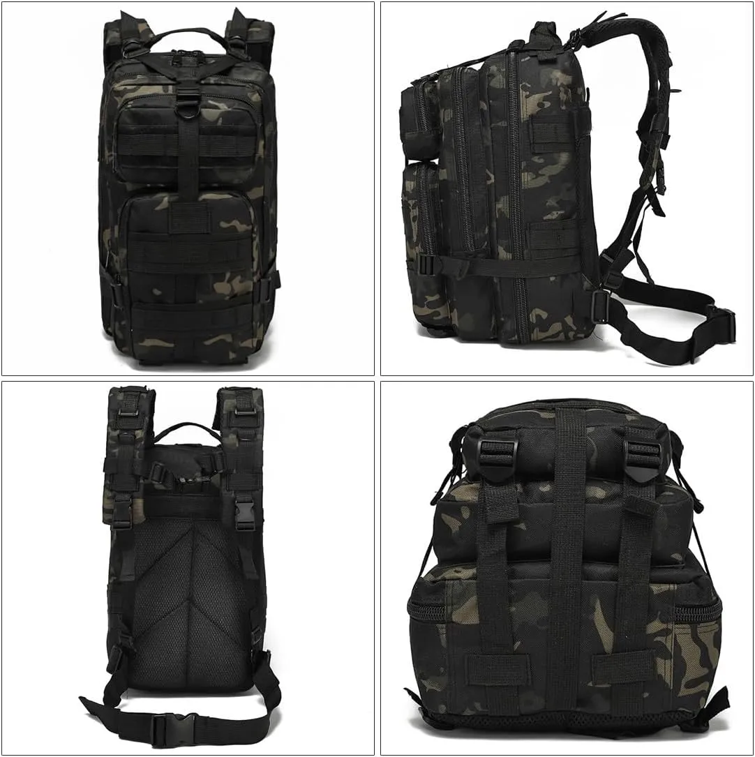 Military Tactical Backpack Rucksacks 3 Day Assault Pack Army Bag for Hunting Trekking Camping Outdoor (CP Black)