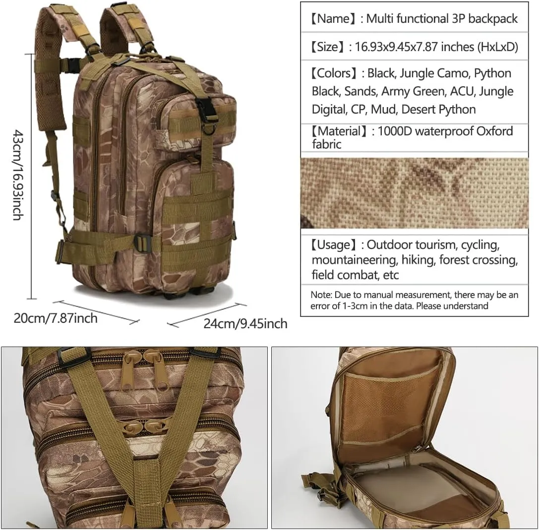 Military Tactical Backpack Rucksacks 3 Day Assault Pack Army for Hunting Trekking Camping Outdoor (Desert Digital)