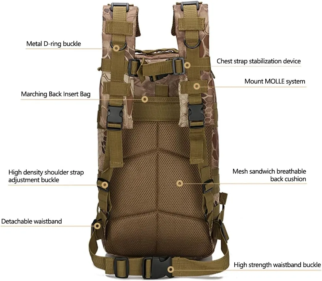Military Tactical Backpack Rucksacks 3 Day Assault Pack Army for Hunting Trekking Camping Outdoor (Desert Digital)
