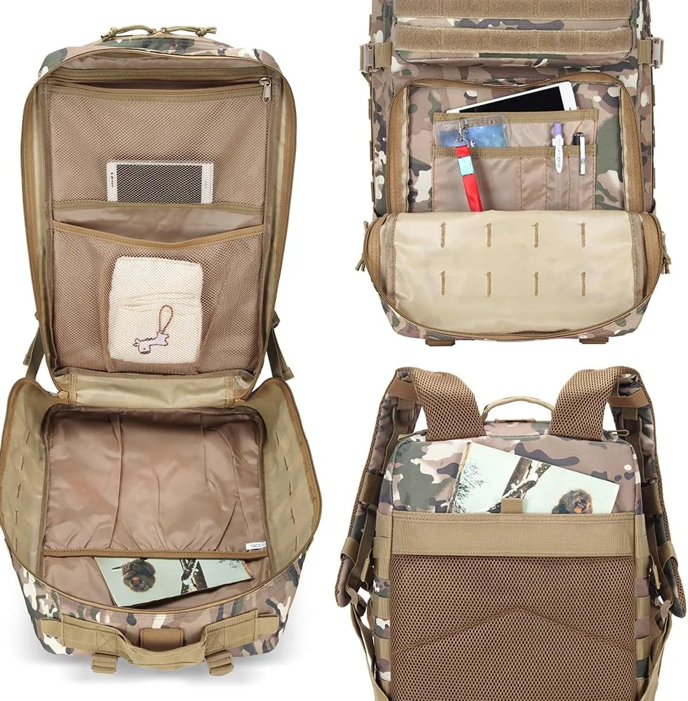 Military Tactical Backpack Waterproof 3 Day Assault Pack Large Capacity Hiking Rucksack (CP)