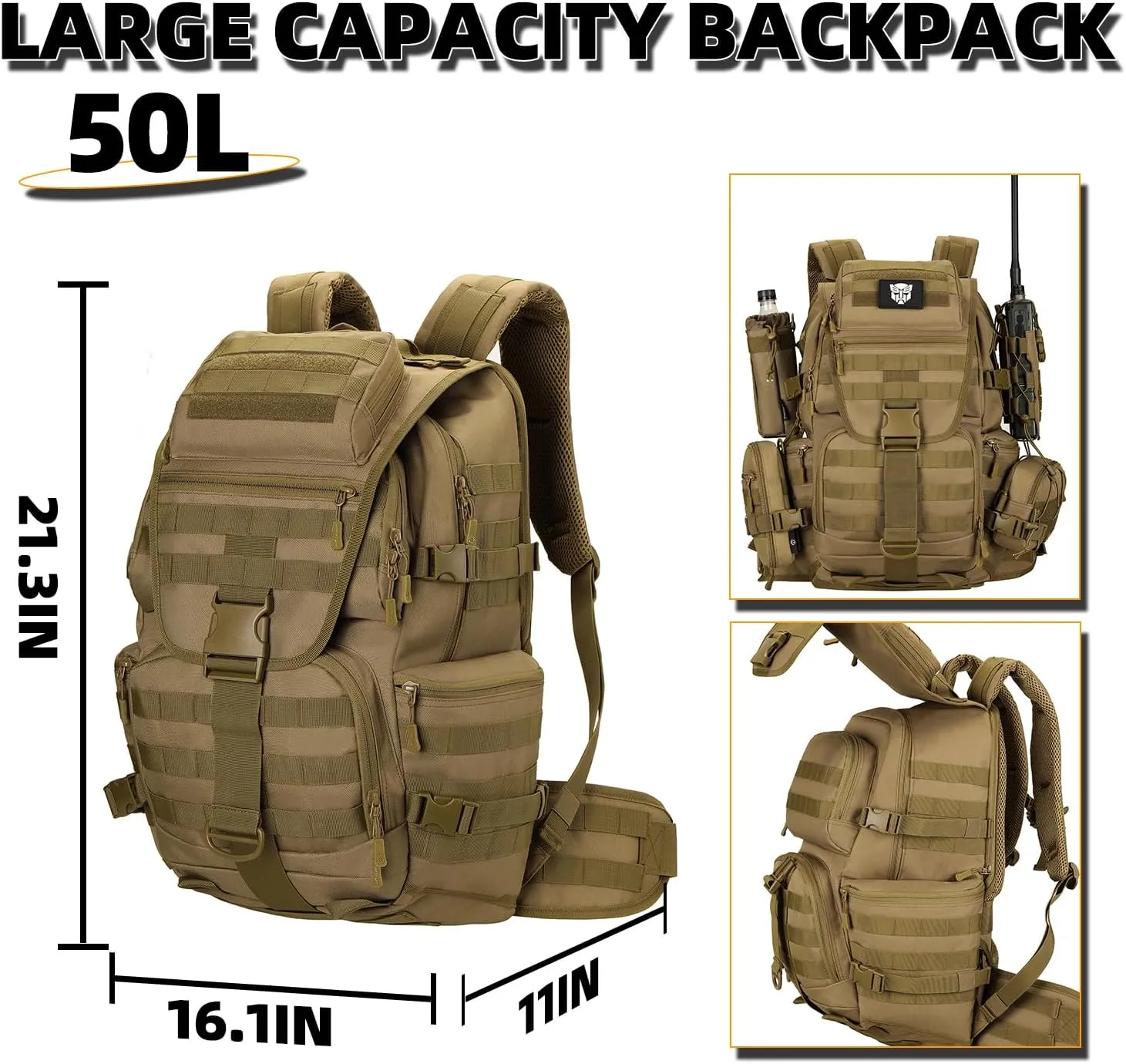 Military Tactical Backpack Waterproof Outdoor Hunting Backpack Large Capacity Hunting Day Pack