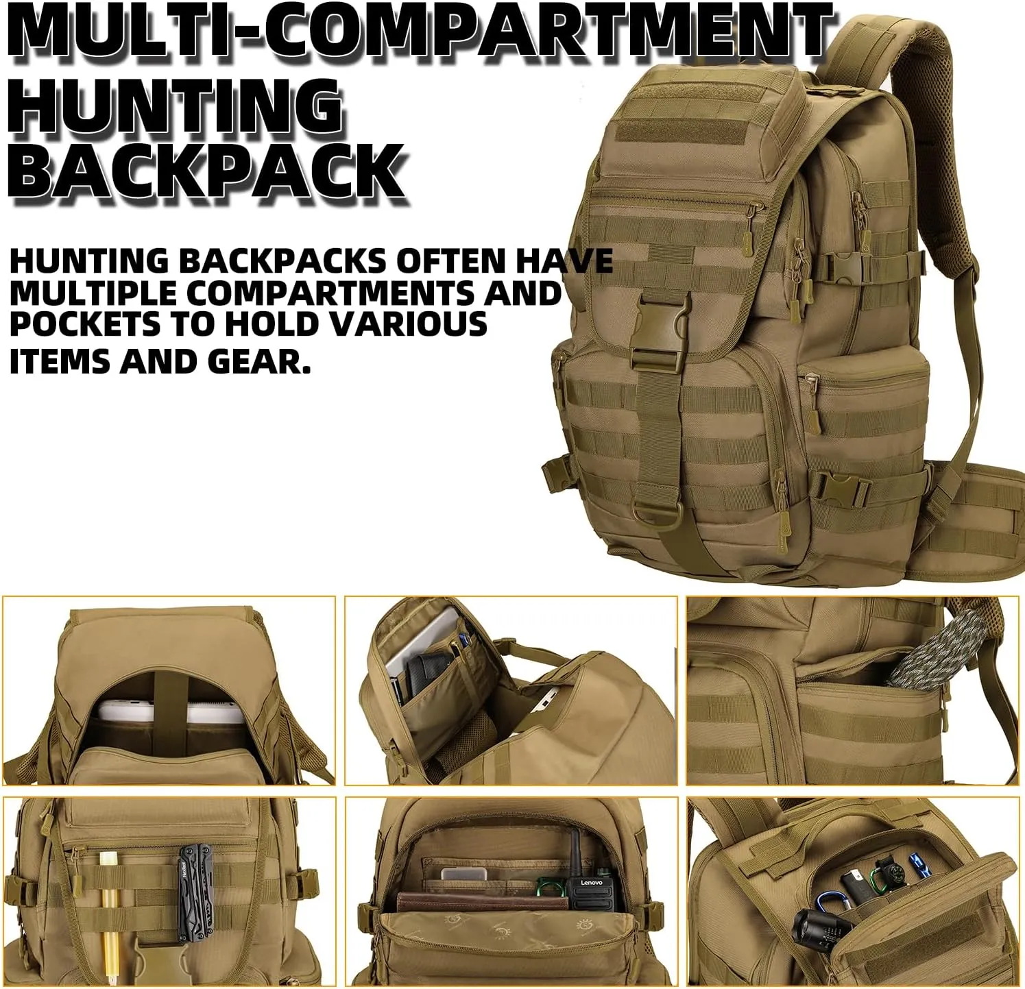 Military Tactical Backpack Waterproof Outdoor Hunting Backpack Large Capacity Hunting Day Pack