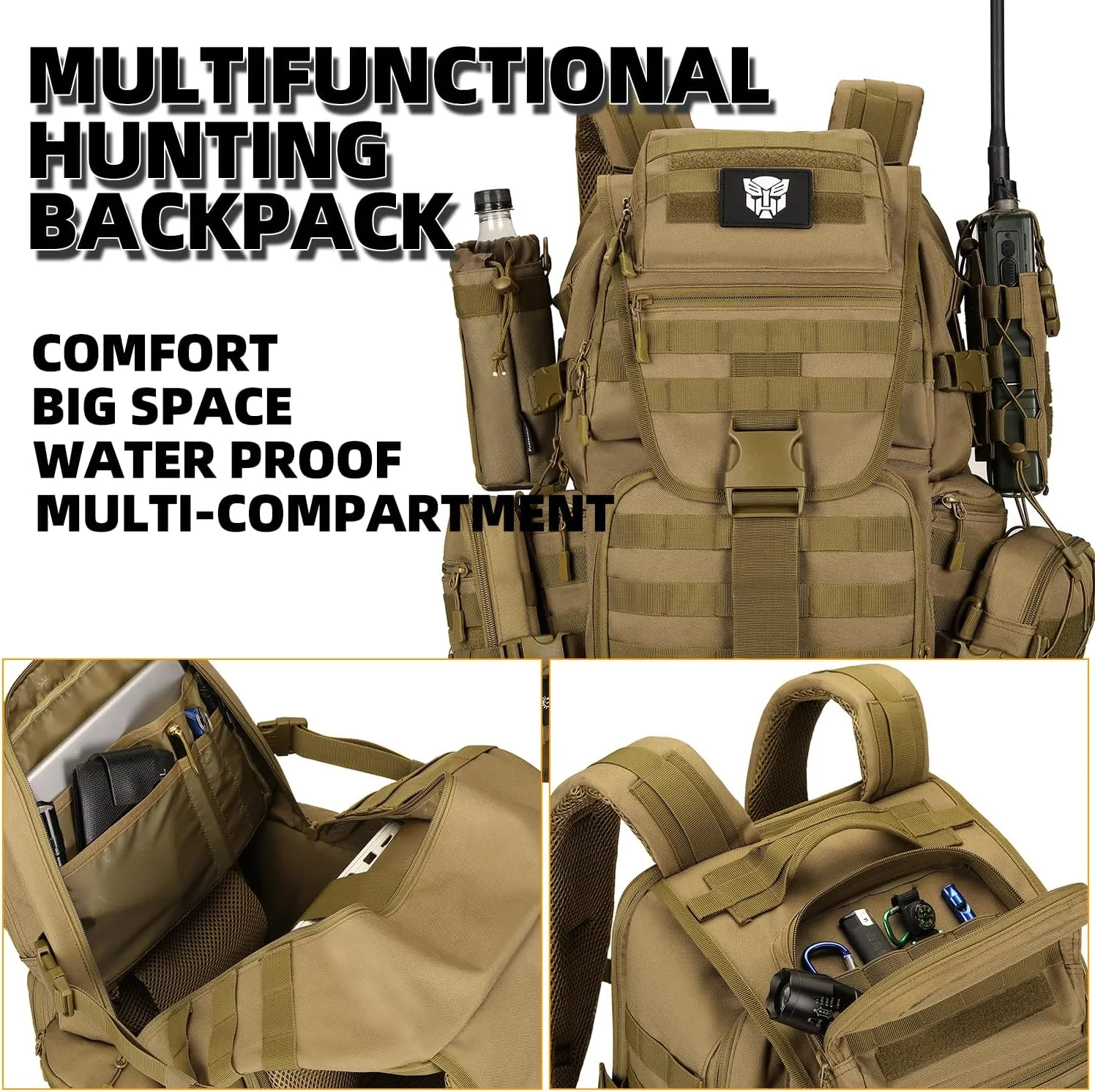 Military Tactical Backpack Waterproof Outdoor Hunting Backpack Large Capacity Hunting Day Pack