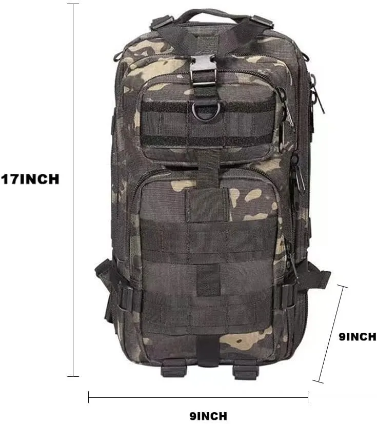 Military Tactical Camo Backpack for Men 40L Large Waterproof Camo Backpack for Hunting Tactical Travel Backpack (Black Camo)