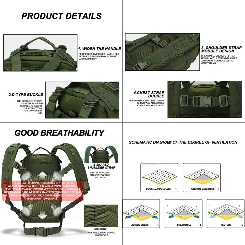Military Tactical Camo Backpack for Men 40L Large Waterproof Camo Backpack for Hunting Tactical Travel Backpack (Desert Camo N2)