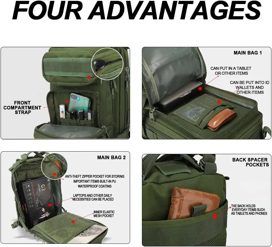 Military Tactical Camo Backpack for Men 40L Large Waterproof Camo Backpack for Hunting Tactical Travel Backpack (Desert Camo N2)