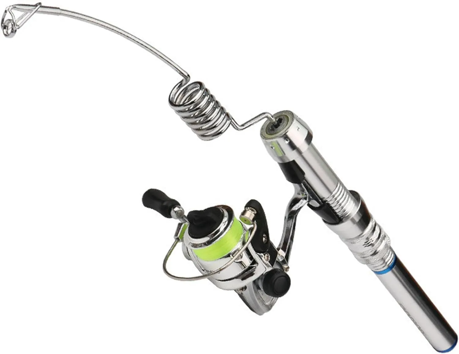 Mini Fishing Rod and Reel Mini Fishing Rod Lightweight Portable All-Metal Elastic Mini Fishing Rod and Reel Rust-Resistant Non-Slip Pocket Fishing Rod for River Lake Ice Fishing