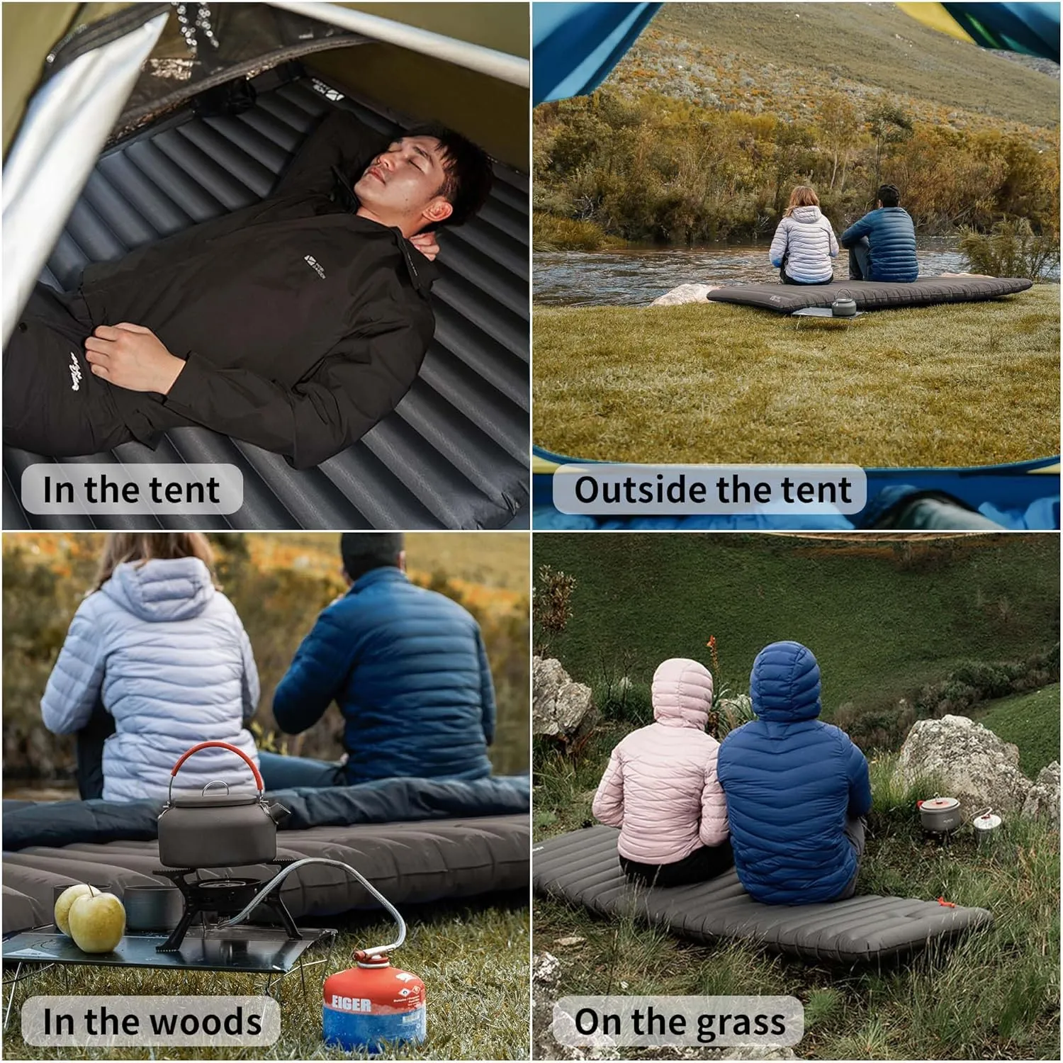 MOBI GARDEN Camping Sleeping Pad, Inflatable Sleeping Mat with Built-in Foot Pump, Compact Waterproof Camping Air Mattress for Backpacking, Hiking, Tent, Traveling