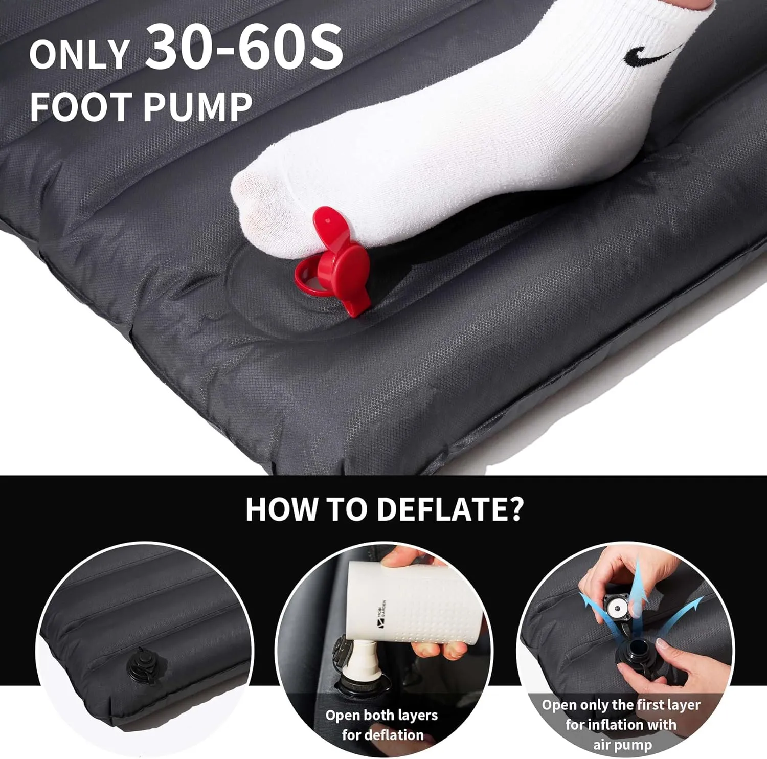 MOBI GARDEN Camping Sleeping Pad, Inflatable Sleeping Mat with Built-in Foot Pump, Compact Waterproof Camping Air Mattress for Backpacking, Hiking, Tent, Traveling