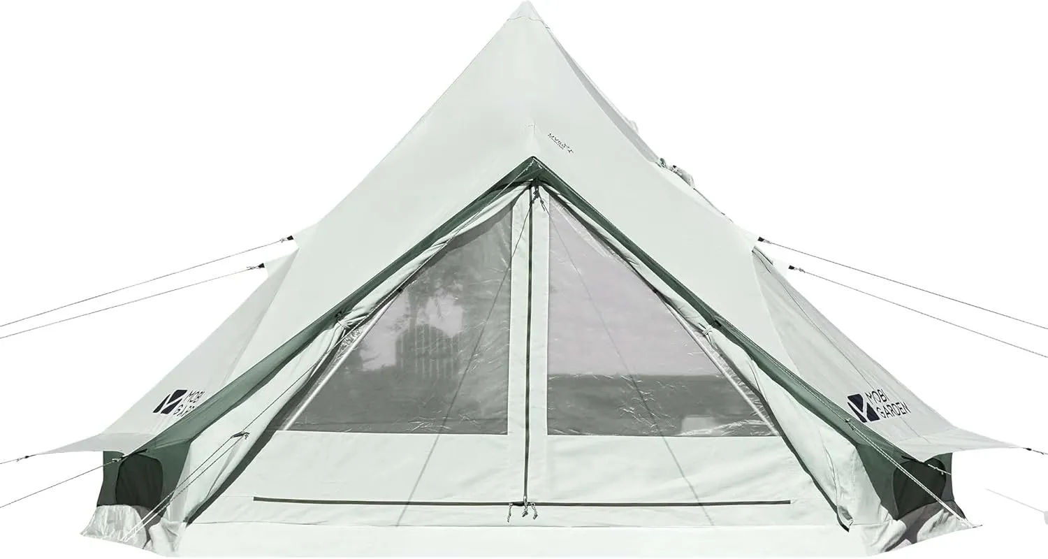 MOBI GARDEN Camping Tent, Family Glamping Cotton Tent, Waterproof Anti-UV Outdoor, Tent with Chimney Vent, 3-4 People, Double Layered Door Design, Era 240