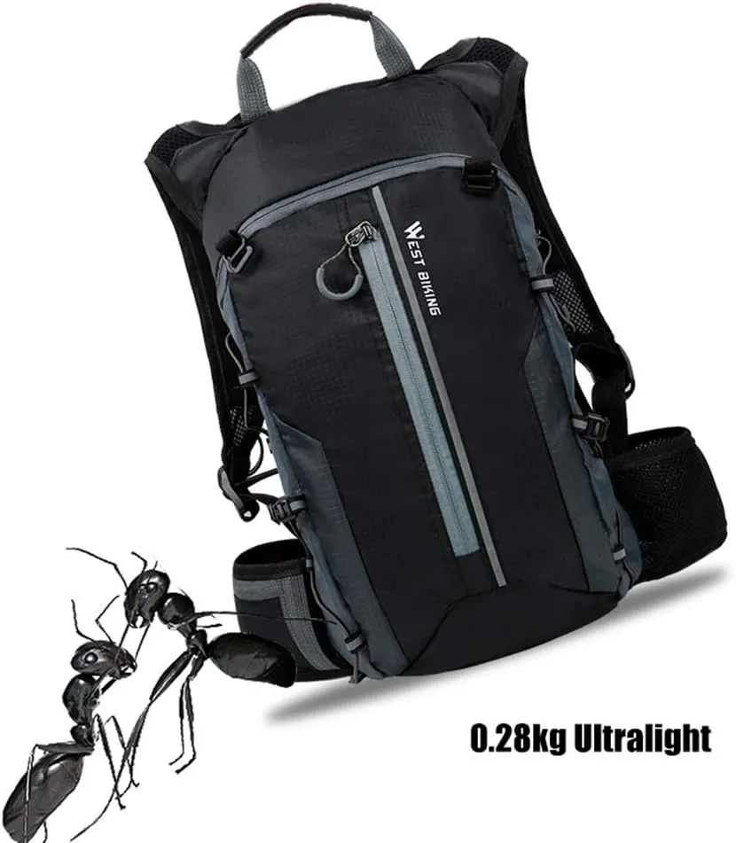 Moiitee 10L Ultra-light Waterproof Bike Backpack with Hydration Bladder, Suitable for Cycling, Hiking, and Snow Activities (Gray)
