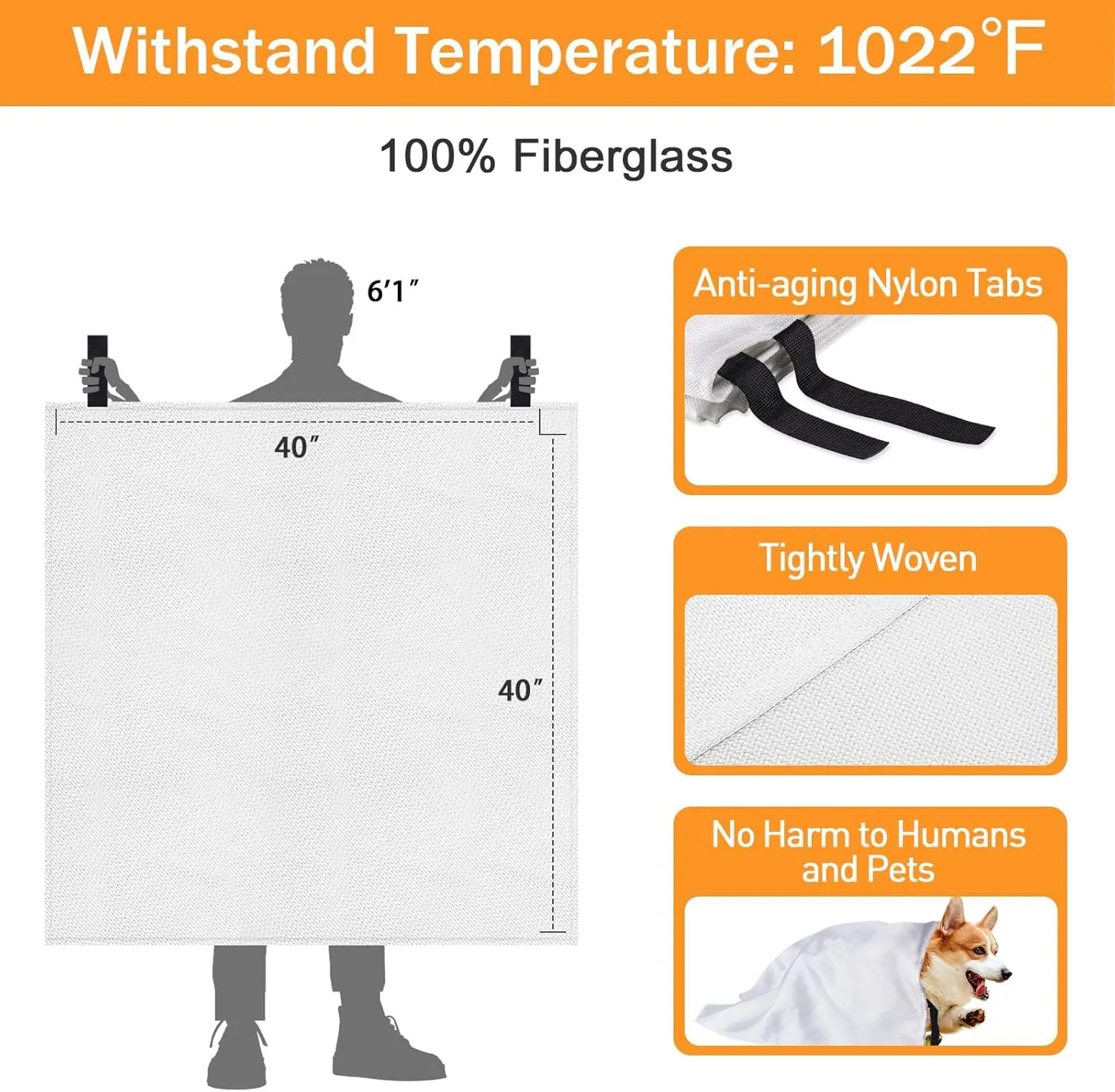 Mondoshop Fire Blanket Emergency for Home and Kitchen 6pack Fire Blankets Fire Resistant Blanket for Camping, Grill, Car, Office, Warehouse, School, Picnic, Garages, Workshops