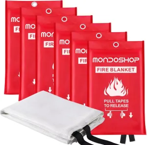 Mondoshop Fire Blanket Emergency for Home and Kitchen 6pack Fire Blankets Fire Resistant Blanket for Camping, Grill, Car, Office, Warehouse, School, Picnic, Garages, Workshops