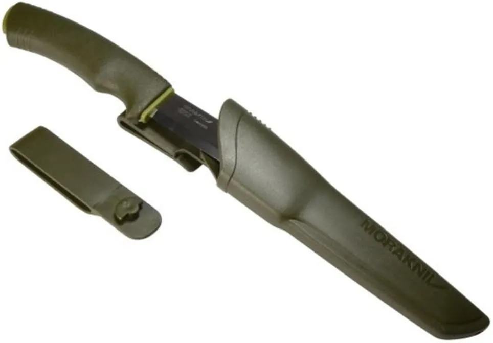 Morakniv Bushcraft Forest Sandvik Stainless Steel Fixed-Blade Bushcraft Knife with Sheath, Forest Green, 4.3 Inch