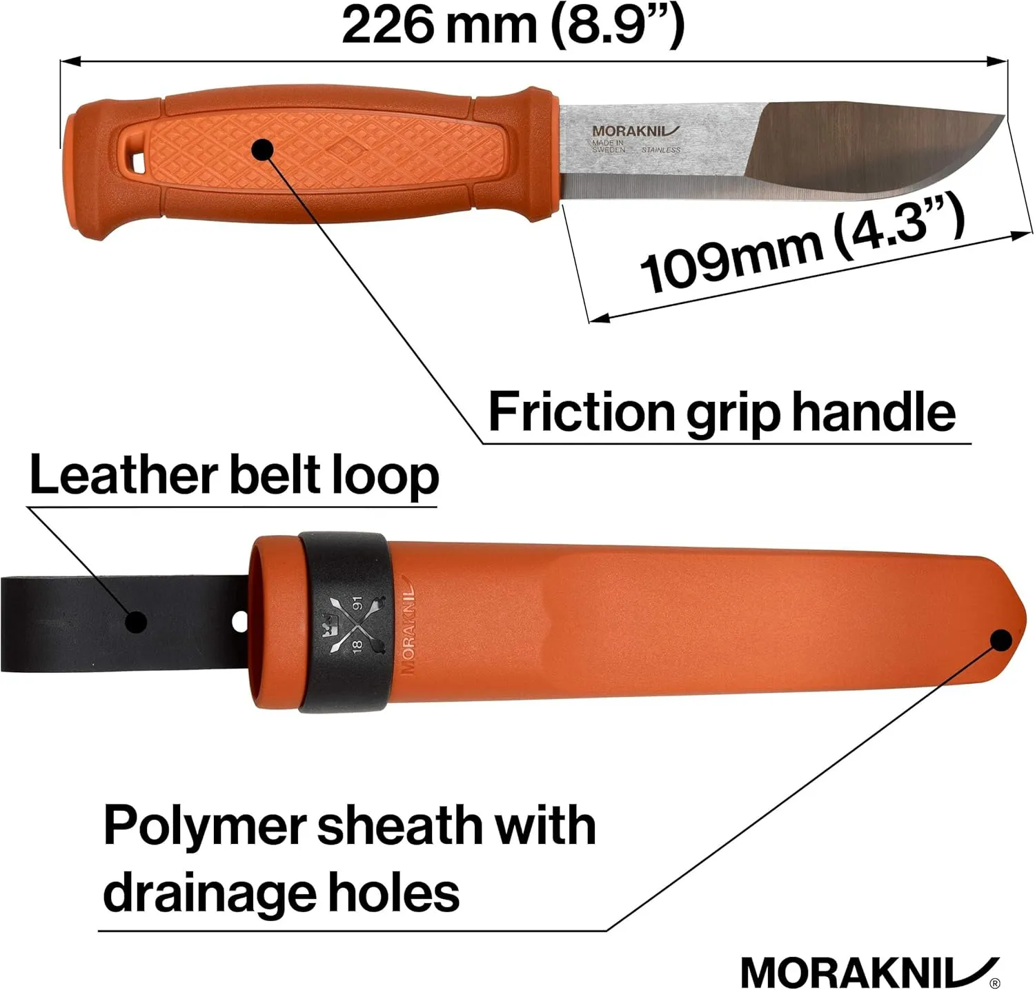 Morakniv Kansbol Fixed Blade Knife with Sandvik Stainless Steel Blade