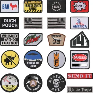 Morale Patches | Hook & Loop Backed Tactical Patches, Embroidered Military Patches for Backpacks | Airsoft Patches for Jackets and Hats, Backpack Patches | Morale Patch Bundle (21-Pack)