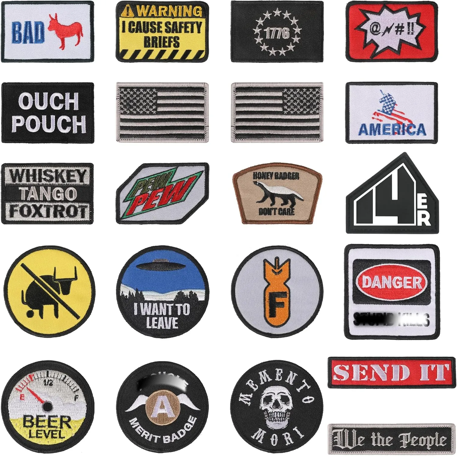 Morale Patches | Hook & Loop Backed Tactical Patches, Embroidered Military Patches for Backpacks | Airsoft Patches for Jackets and Hats, Backpack Patches | Morale Patch Bundle (21-Pack)