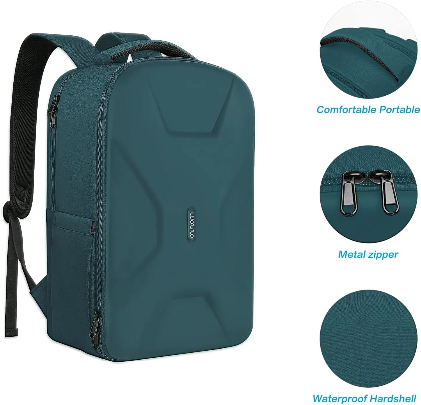 MOSISO 15.6-16 inch 35L Laptop Backpack with USB Charging Port for Women Men, Waterproof Hardshell Travel Business Computer Bag, Anti-Theft Daypack with Luggage Strap, Teal Green