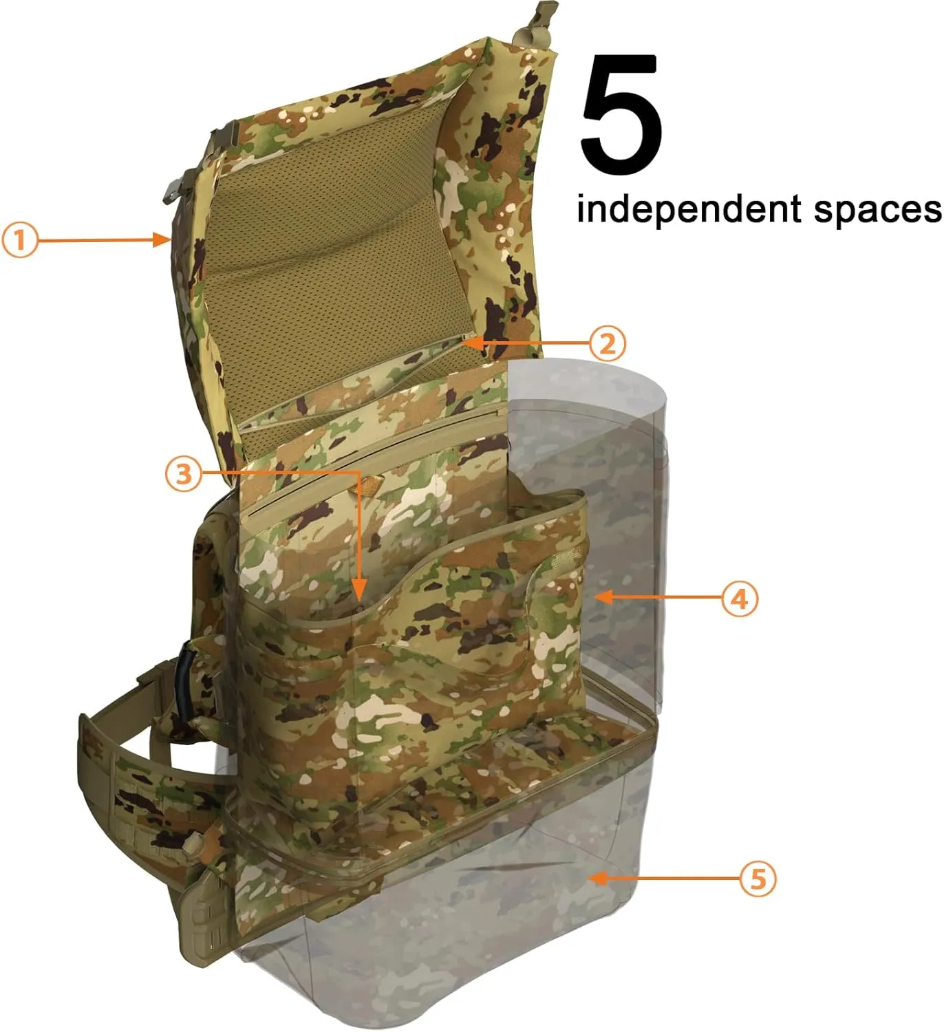 MT FILBE 100L Modular Rucksack System Military Ruck with External ABS Frame, Detachable Assault Pack & Hydration Carrier