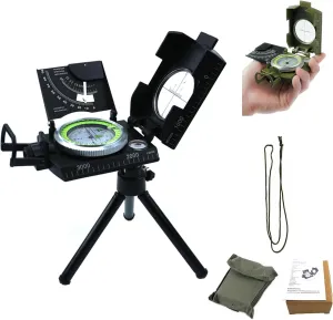 Multifunctional Aiming Navigation Luminous Compass, Sighting Navigation Compass with Inclinometer, Impact Resistant & Waterproof Compass for Hiking, Camping