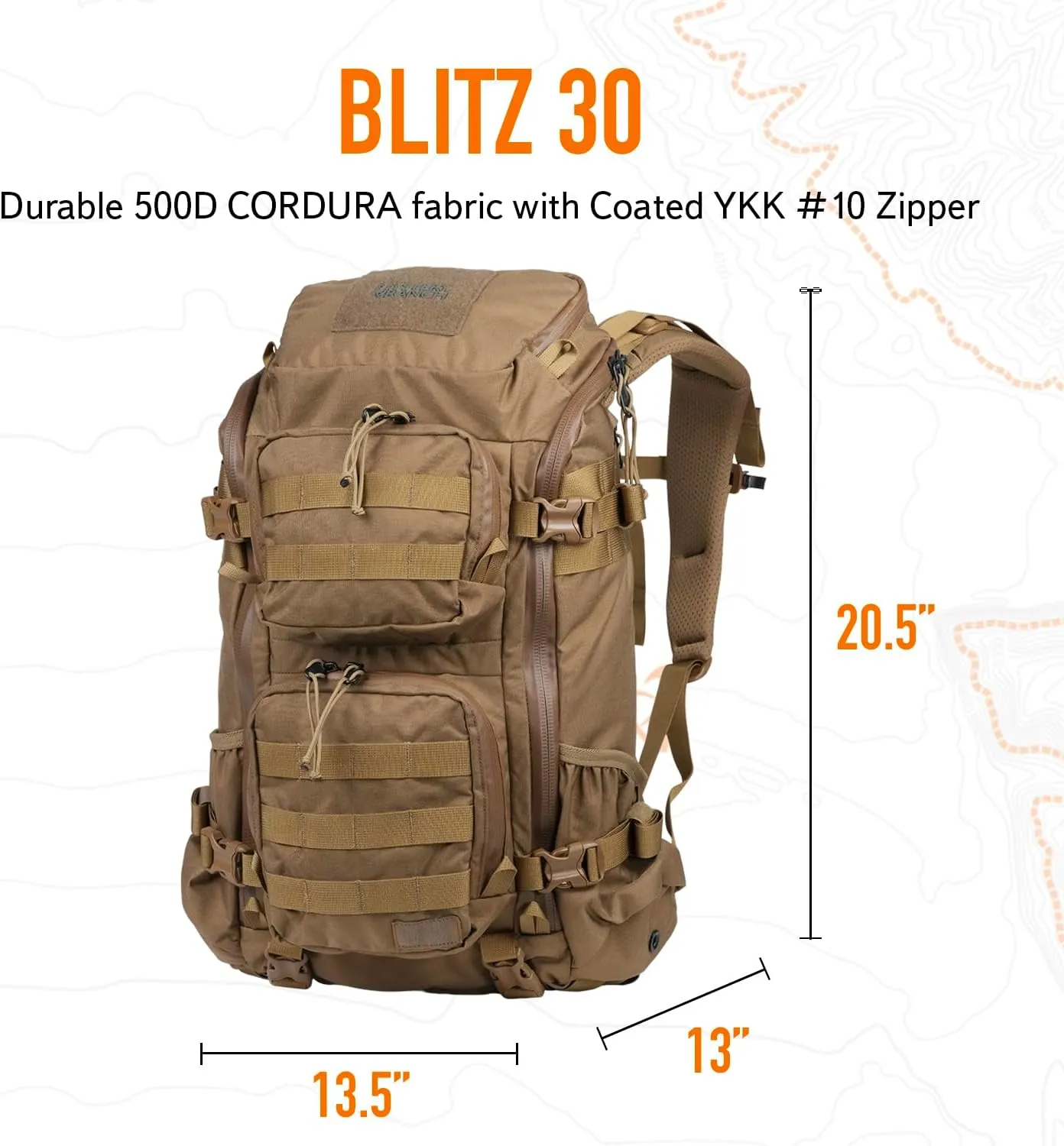 Mystery Ranch Blitz 30 Backpack - Tactical Daypack Molle Hiking Packs, 30L, S/M, Coyote