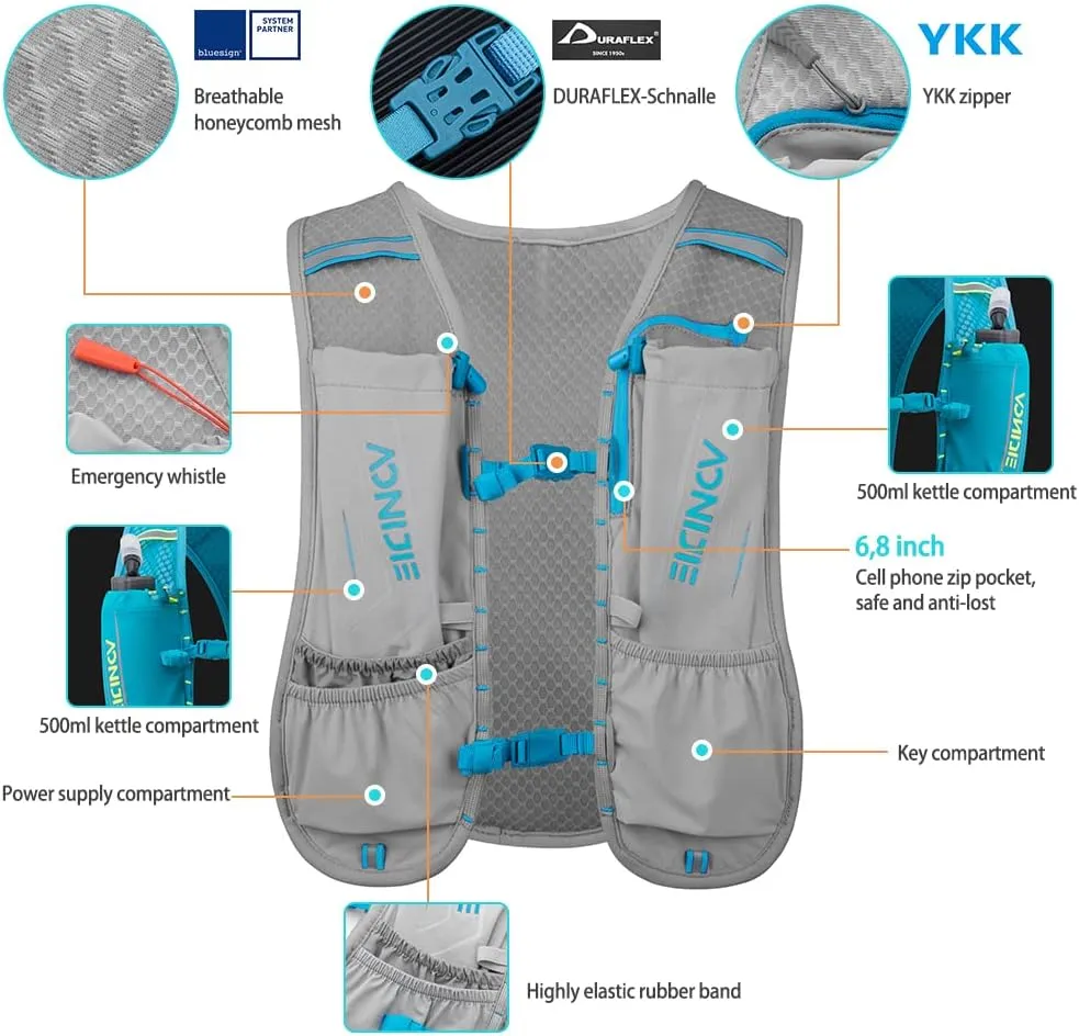NARUTOO Running Hydration Vest, Lightweight Hydration Backpack Functional Running Vest for Women and Men Cycling Running Climbing Hiking Vest Pack