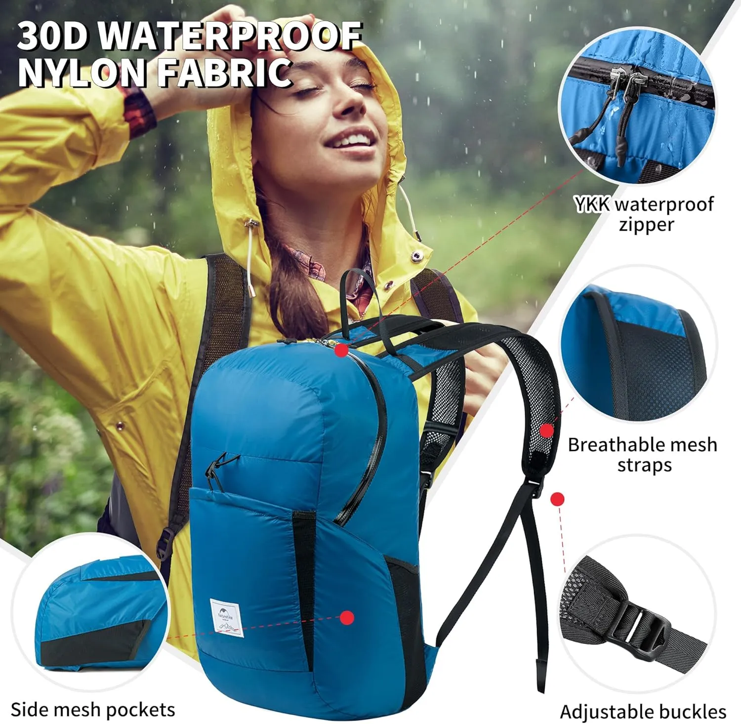 Naturehike 22L Lightweight Hiking Backpack, Waterproof Camping Packable Backpack, Ultralight Daypack for Travel Airplane