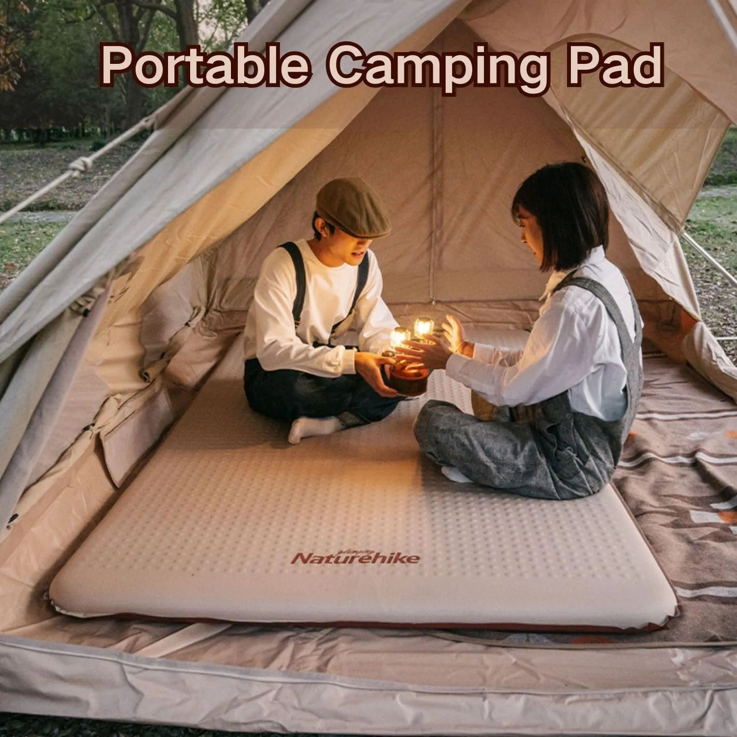 Naturehike 2.36" Thick Self Inflating 1 & 2 Person Sleeping Pad,Quick Insulated & Portable Air Mattress for Backpacking, Hiking, Travel, Tent (Khaki, Single)