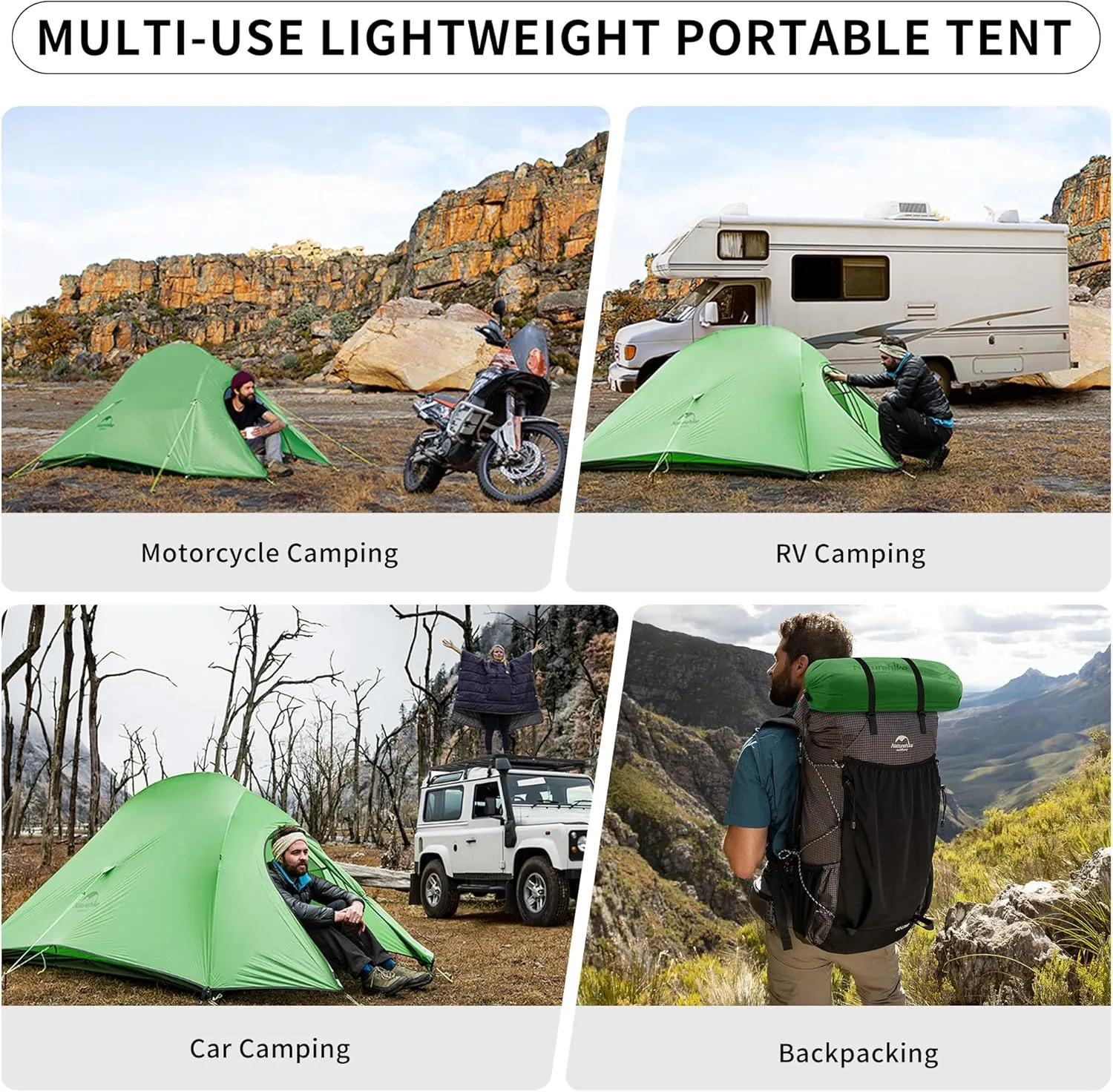 Naturehike Cloud-Up 2 Person Tent Lightweight Backpacking Tent with Footprint - Free Standing Ultralight Camping Hiking Backpack Tents Two Person Tent