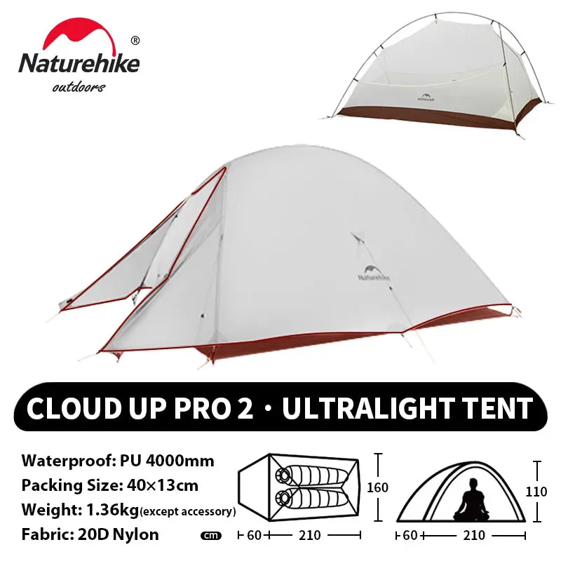 Naturehike Cloud Up 2-Person Ultralight Camping Tent – Waterproof & Durable Hiking Tent