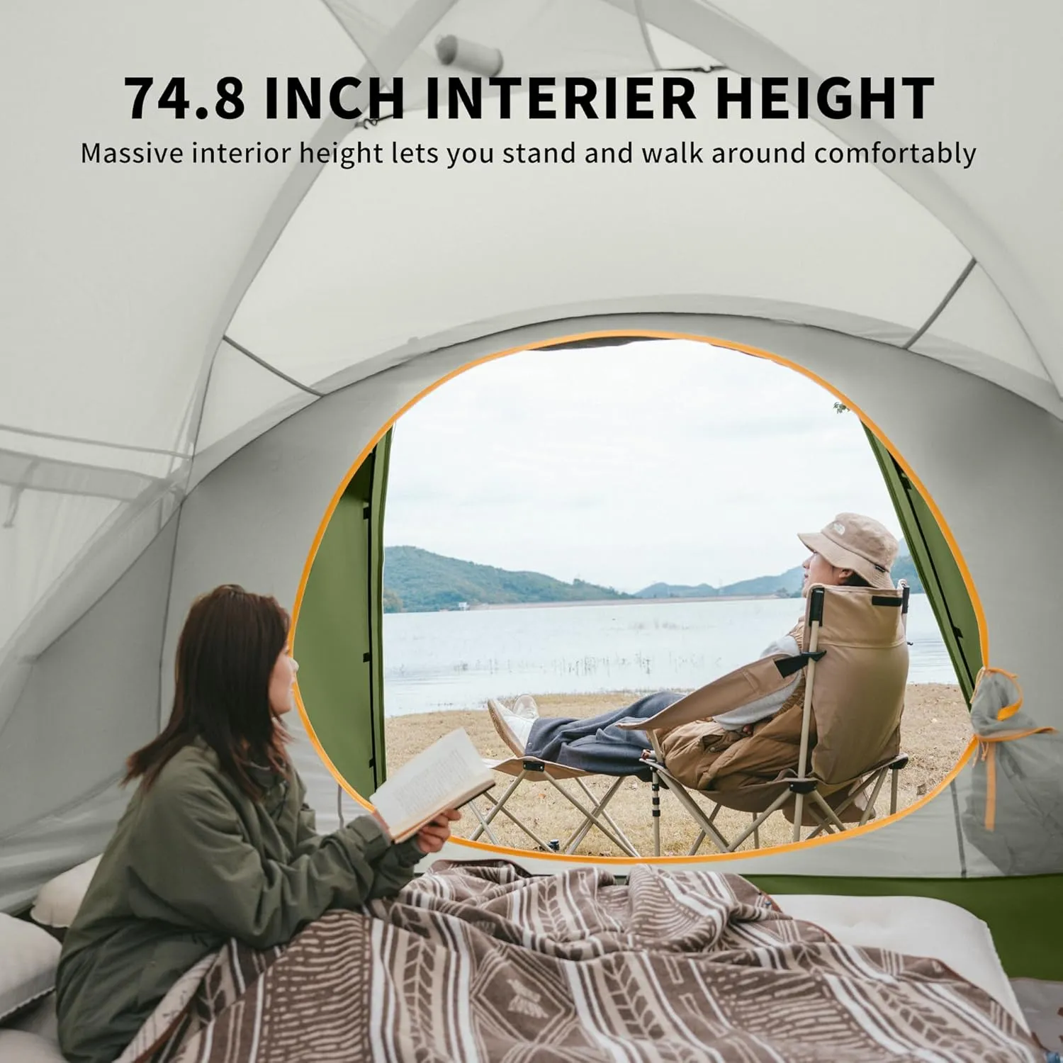 Naturehike KOTA 4/6/8 Person Camping Tent, Double Layer Waterproof 4 Person 6 Person 8 Person Tents for Camping, Large and Tall Family Tent with Vestibules Porch
