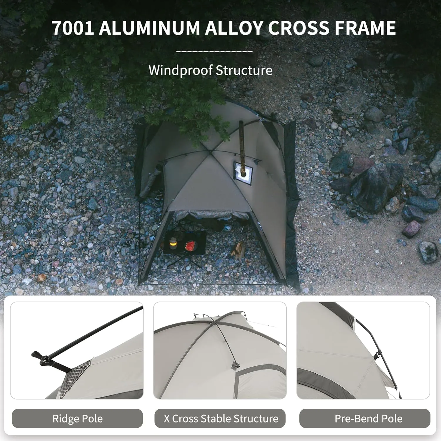 Naturehike Massif Hot Tent with Stove Jack, 4 Season Tent, 1/2/4 Person Camping Tent, UPF50  Waterproof Windproof Winter Tent with Room and Hall
