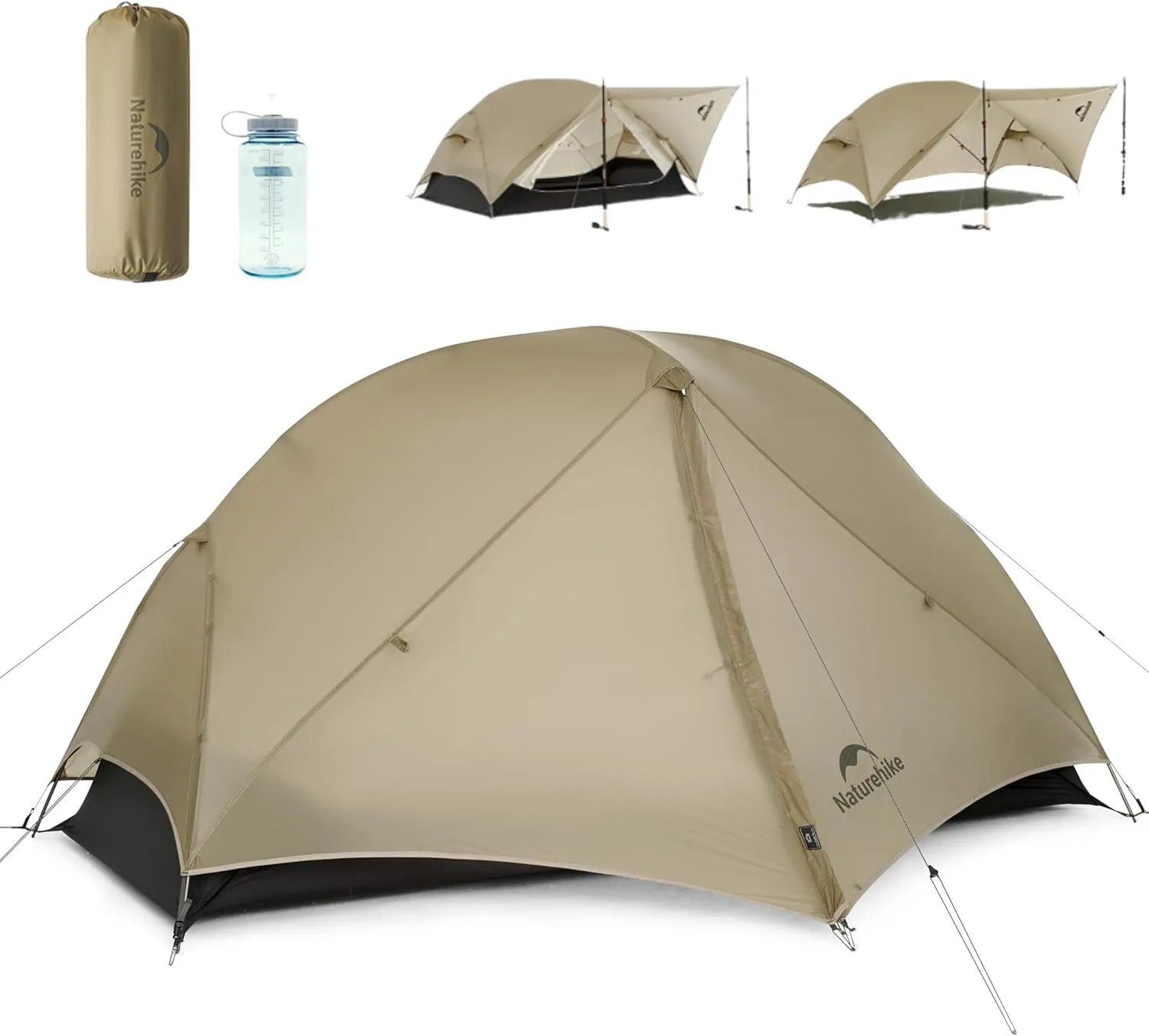 Naturehike Mongar UL Tent [2025 Upgrade] 1.5kg/3.3lb Ultralight Tents,1/2 Person Backpacking Tent,4 modes of use, Waterproof,Hiking tents for Camping with Front Porch,Easy Set up