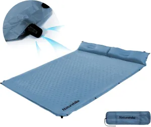 Naturehike Self-Inflating Double Sleeping Pad, Ultralight Memory Foam Pad with Pillow, Fast Inflating, Patchwork Sleeping Pad for Hiking, RV Camping, Full, Blue