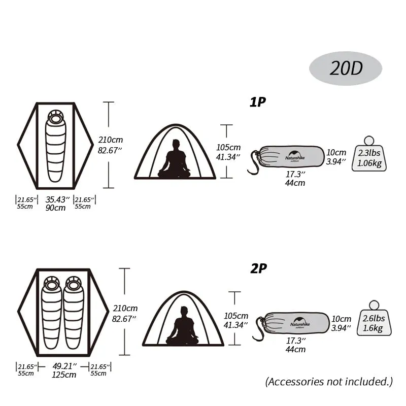 NATUREHIKE Tagar Lightweight Dome Tent for 1-2 People – Ultralight Backpacking Shelter