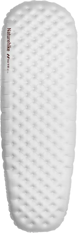 Naturehike Ultralight Insulated Sleeping Pad with R5.8, 3.2in Thickened Patchworkable Inflatable Double Sleeping Mat for Camping, Hiking, Climbing with Inflatable Bag (Silver-Mummy)