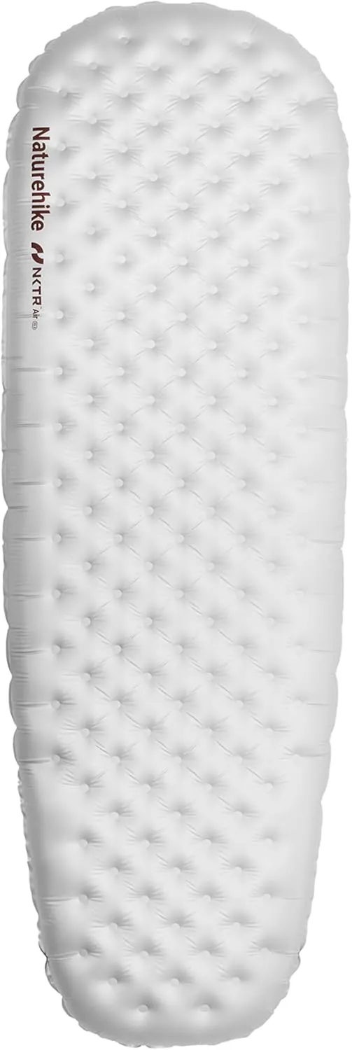 Naturehike Ultralight Insulated Sleeping Pad with R5.8, 3.2in Thickened Patchworkable Inflatable Double Sleeping Mat for Camping, Hiking, Climbing with Inflatable Bag (Silver-Mummy)
