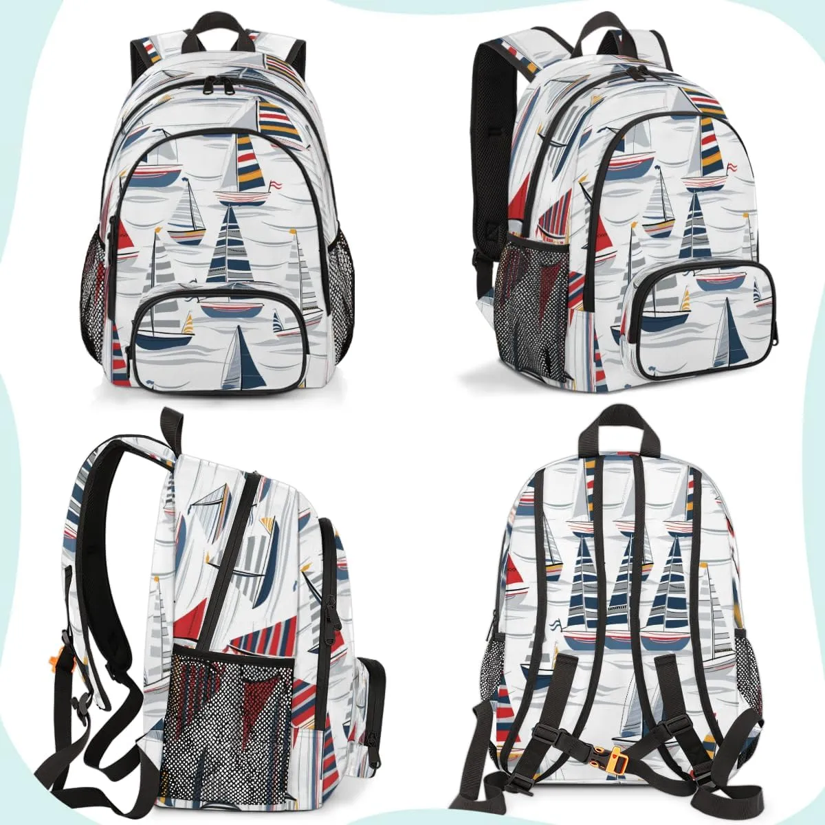 Nautical Sailboat Laptop Backpack for Women Men, Work Computer Backpacks, 18.3 Inch Large Computer Nurse Teacher Bags Travel Casual Daypack