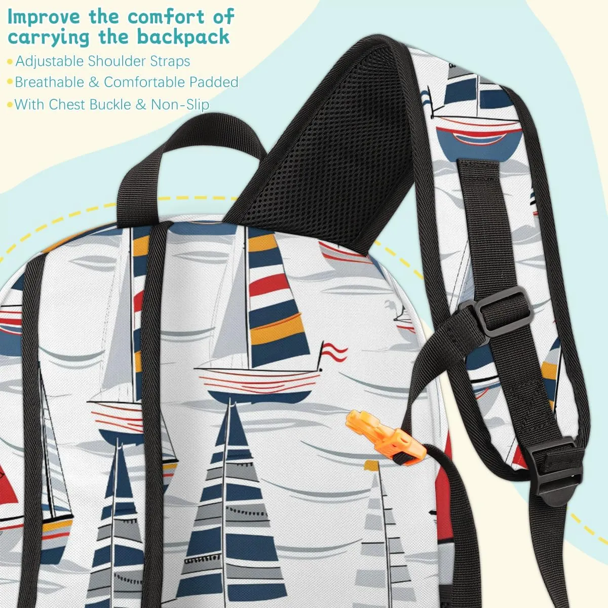 Nautical Sailboat Laptop Backpack for Women Men, Work Computer Backpacks, 18.3 Inch Large Computer Nurse Teacher Bags Travel Casual Daypack