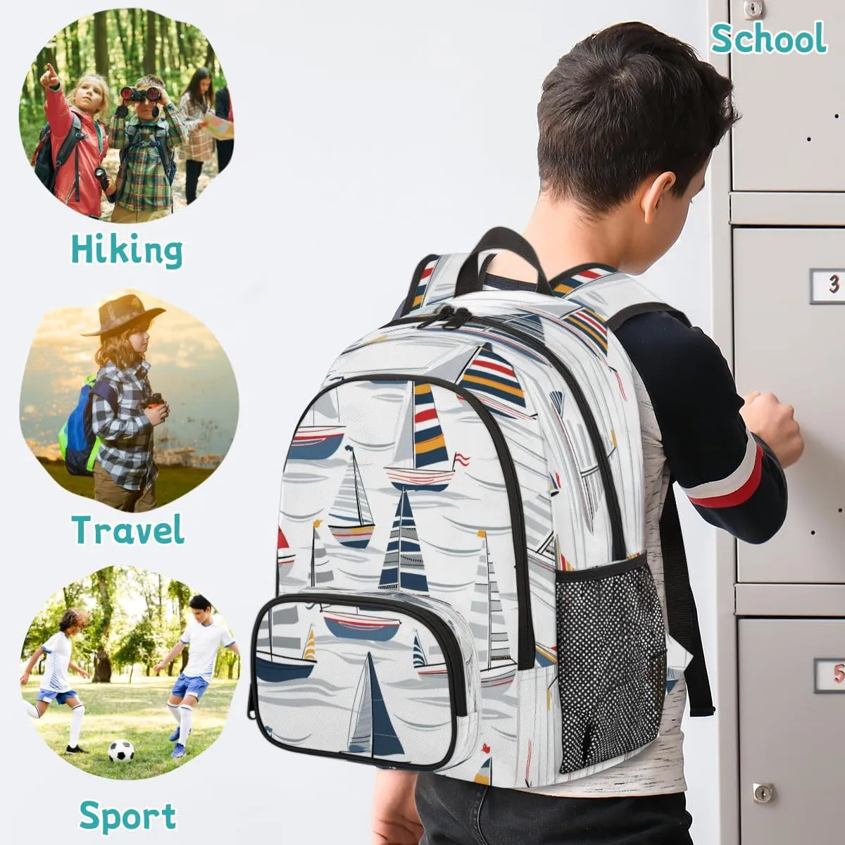 Nautical Sailboat Laptop Backpack for Women Men, Work Computer Backpacks, 18.3 Inch Large Computer Nurse Teacher Bags Travel Casual Daypack